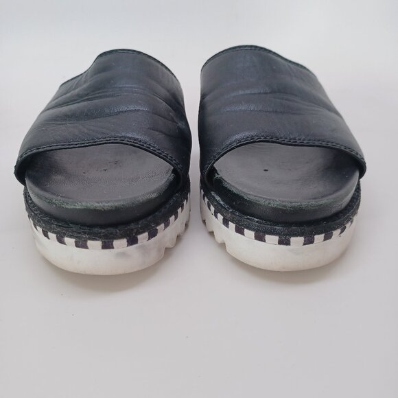Tory Burch Slides Black Leather Open Toe Sandals Womens 5.5 - Picture 4 of 16